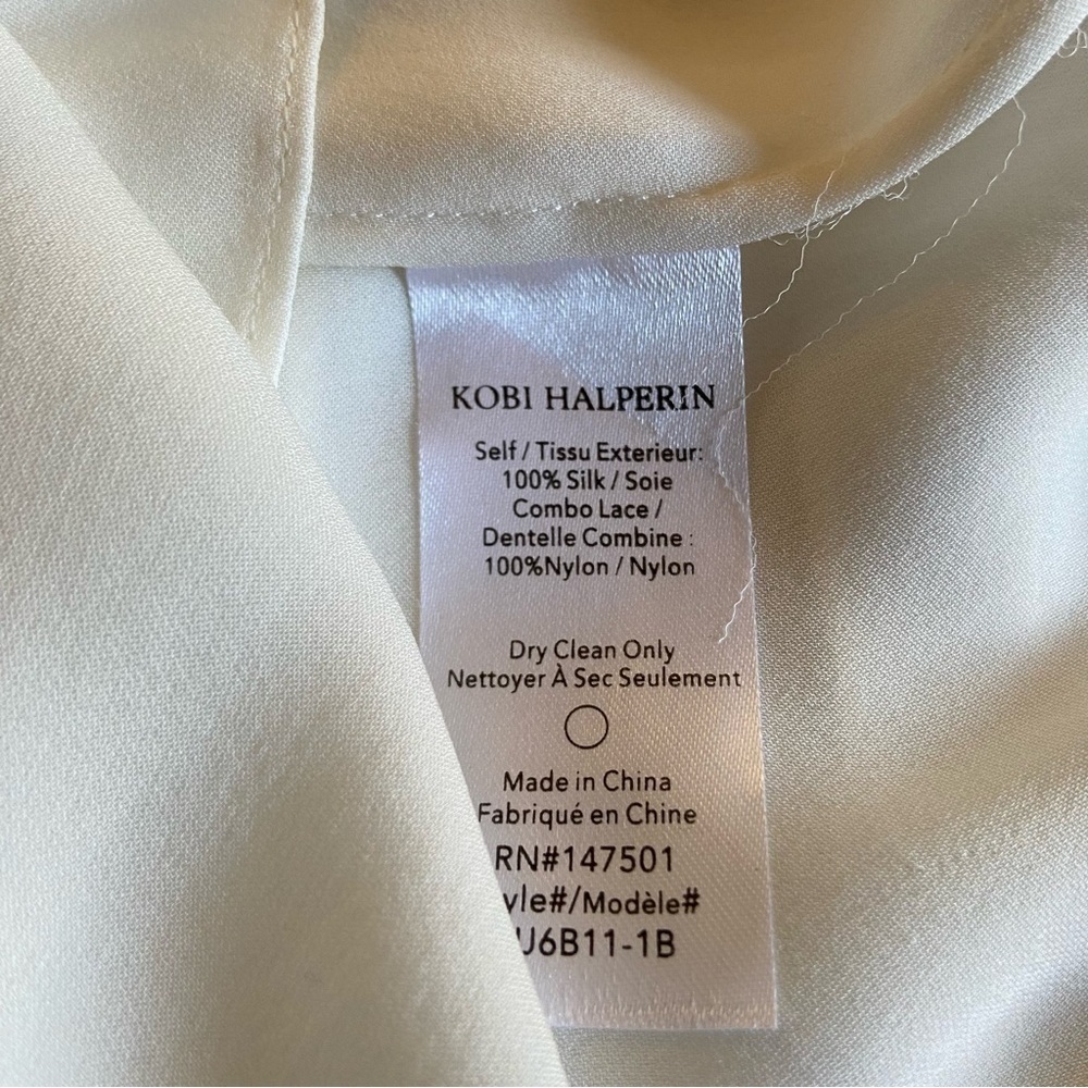 Kobi Halperin Valentina Balloon Sleeve Ivory Silk Blouse with Lace - Picture 8 of 14